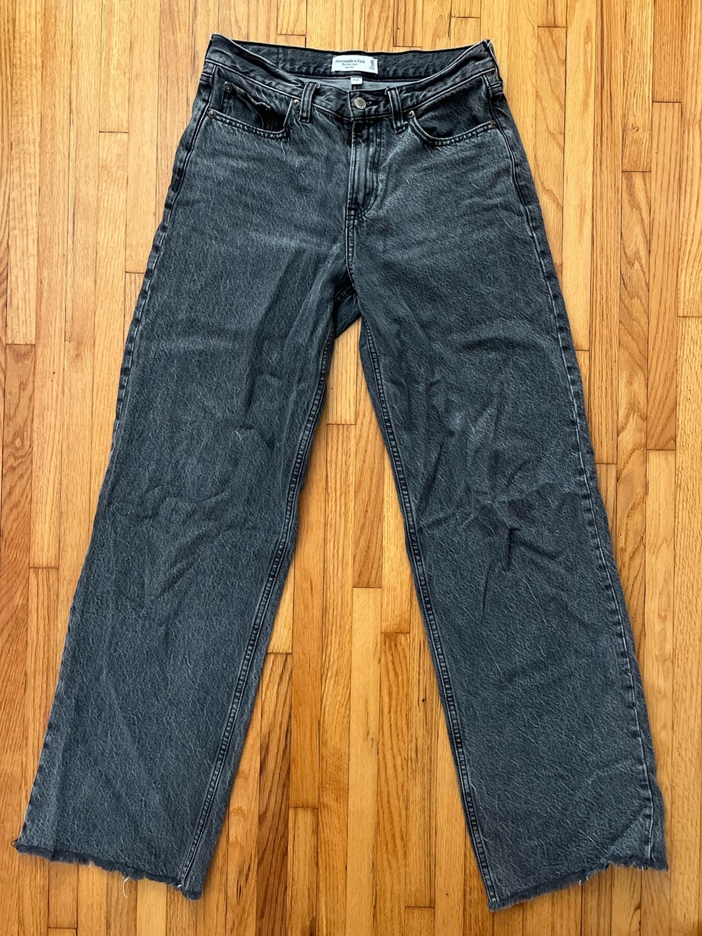 Abercrombie & Fitch Washed Black Wide Leg Jeans